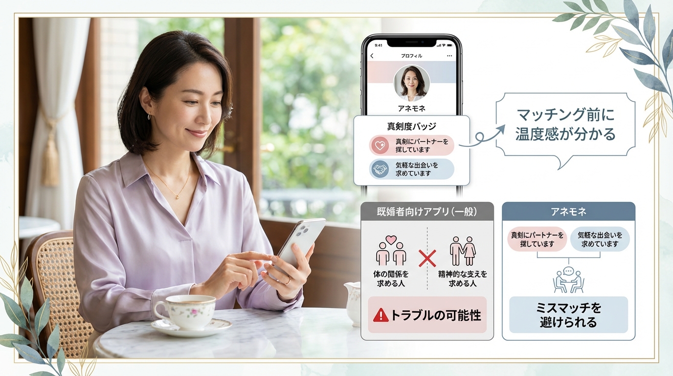マッチング前に相手の真剣度を確認できる