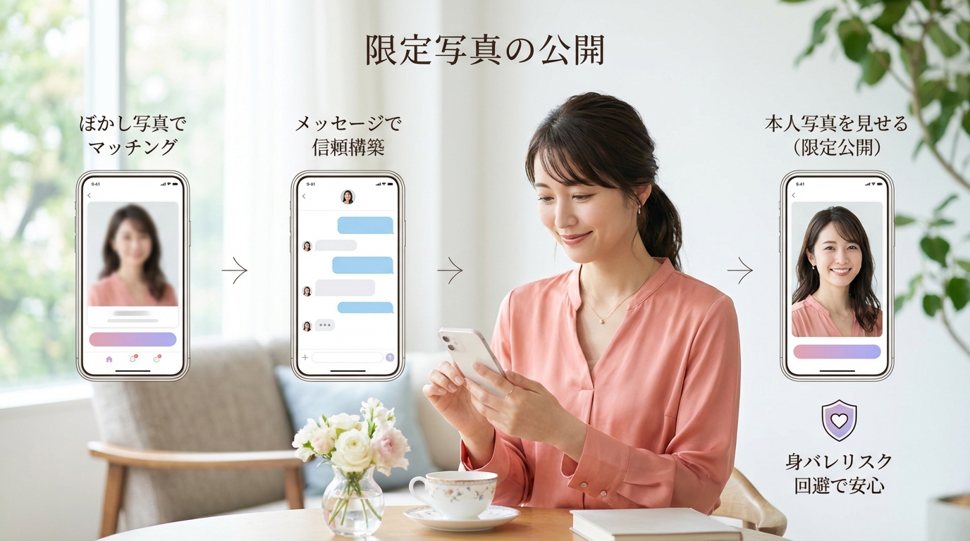 写真限定公開機能で段階的に信頼構築できる